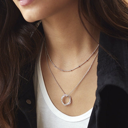 Silver Karma Necklace with Bead Chain
